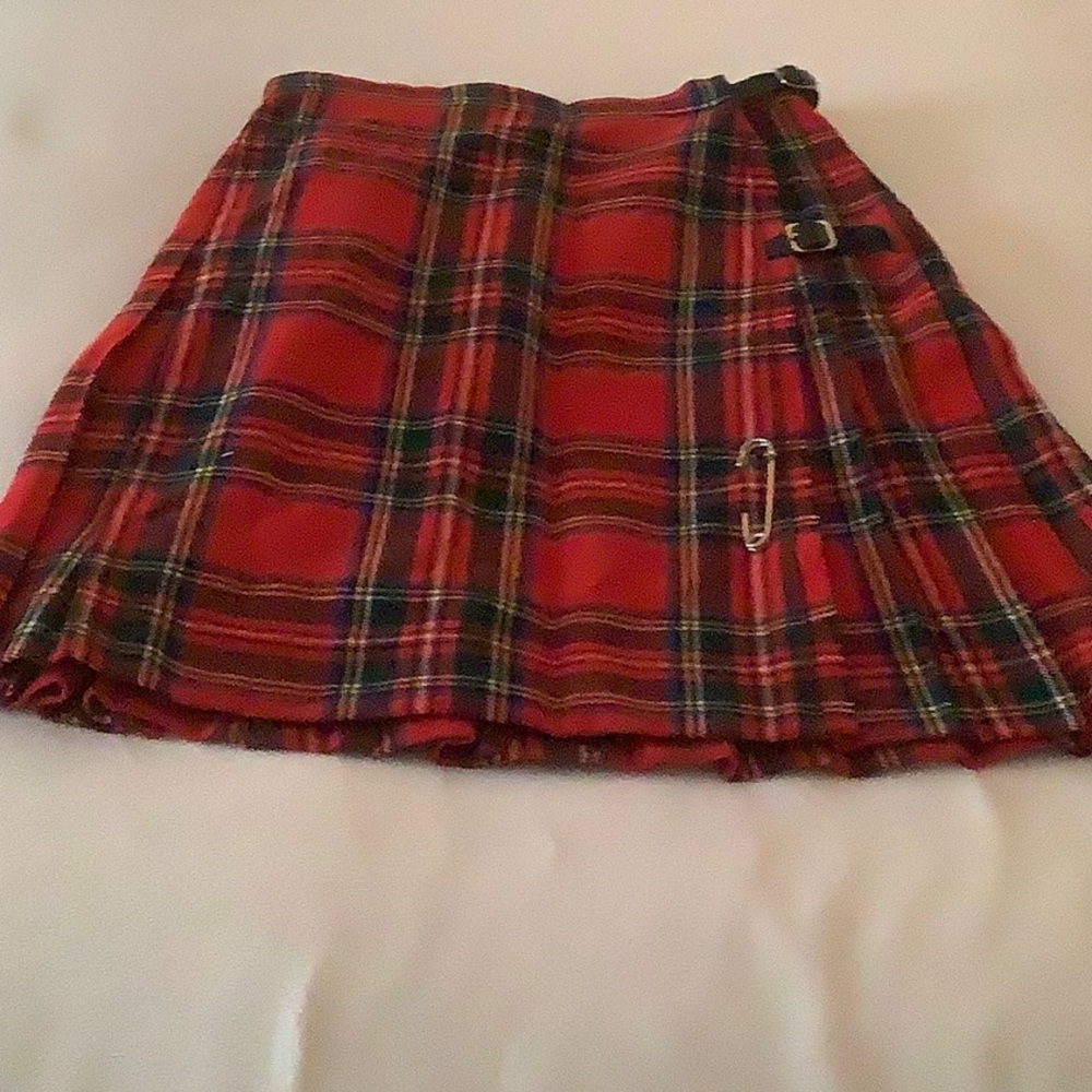Glen isle classics tartan plaid pleated wrap around skirt